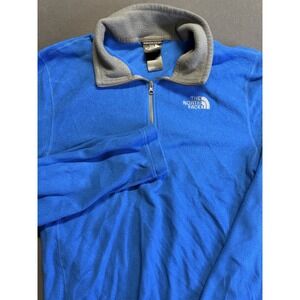 The North Face Pullover Men's Med Blue Fleece 1/4 Zip Sweater Lightweight Collar